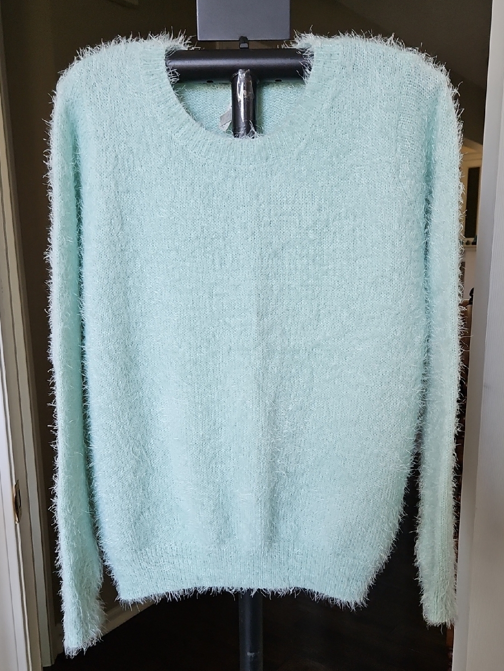 Mudd Crew Neck Light Green Eye Lash Shirt Sweater Top Sz M